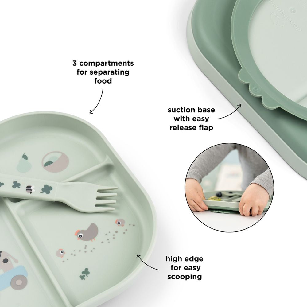 Set de masa cu ventuza Done by Deer Foodie Tiny Farm Green