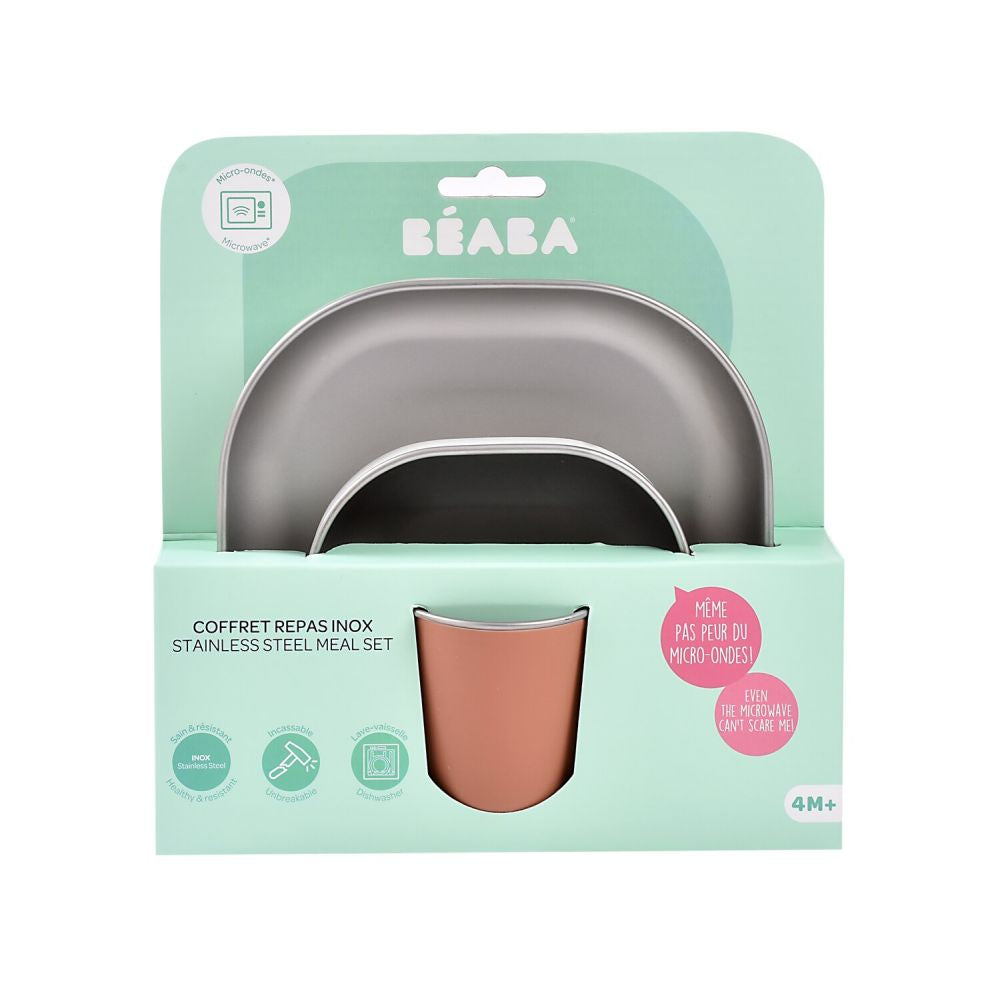 Set de Masă Oțel Inoxidabil Beaba 4 Piese Terracotta