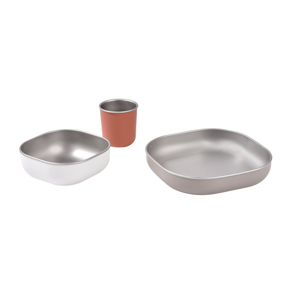 Set de Masă Oțel Inoxidabil Beaba 4 Piese Terracotta