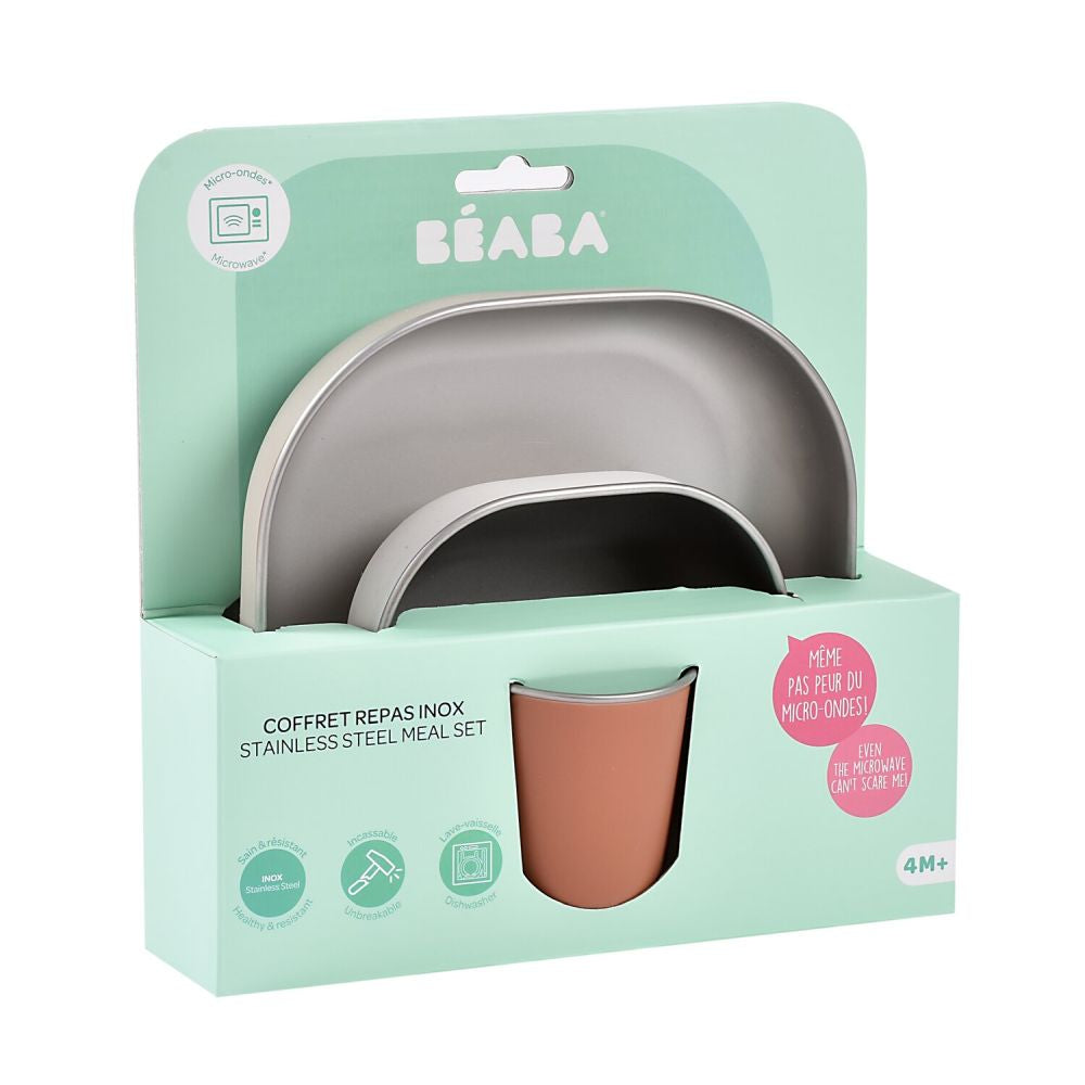 Set de Masă Oțel Inoxidabil Beaba 4 Piese Terracotta