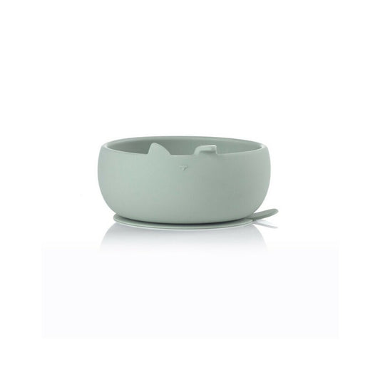 Set de masa, Jane, Din silicon, 2 piese, Cu bol si lingurita, BPA Free, Mint