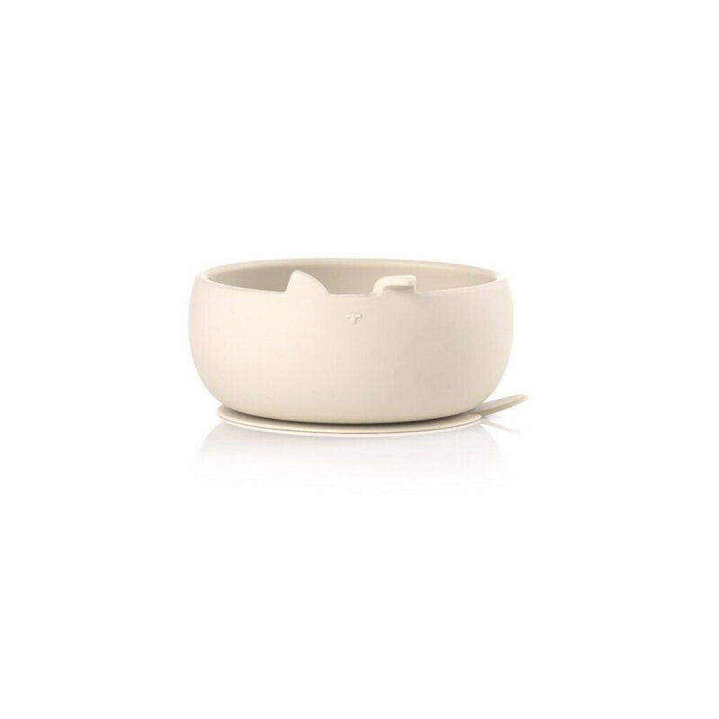 Set de masa, Jane, Din silicon, 2 piese, Cu bol si lingurita, BPA Free, Sand