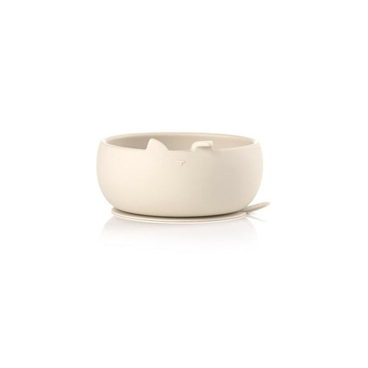 Set de masa, Jane, Din silicon, 2 piese, Cu bol si lingurita, BPA Free, Sand