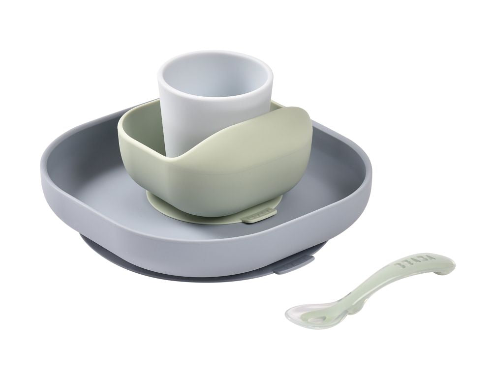 Set de Masă Silicon Beaba 4 Piese Pebble