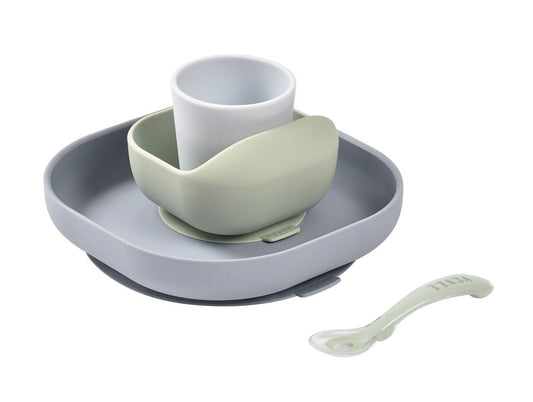 Set de Masă Silicon Beaba 4 Piese Pebble