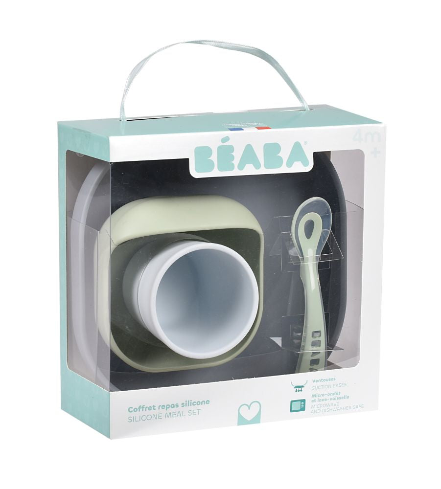 Set de masa din silicon Beaba 4 piese pentru primele mese