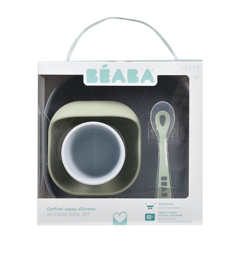 Set de masa din silicon Beaba 4 piese pentru primele mese