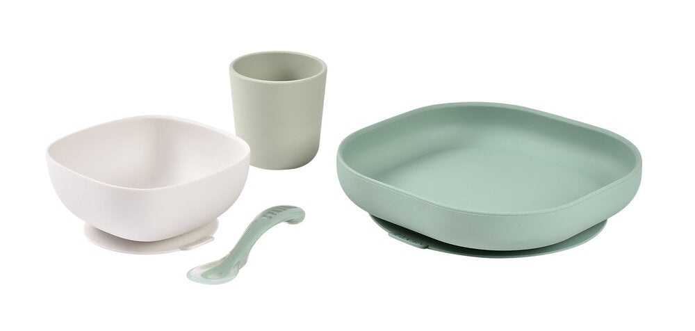 Set de masa silicon Beaba 4 piese Sage Green