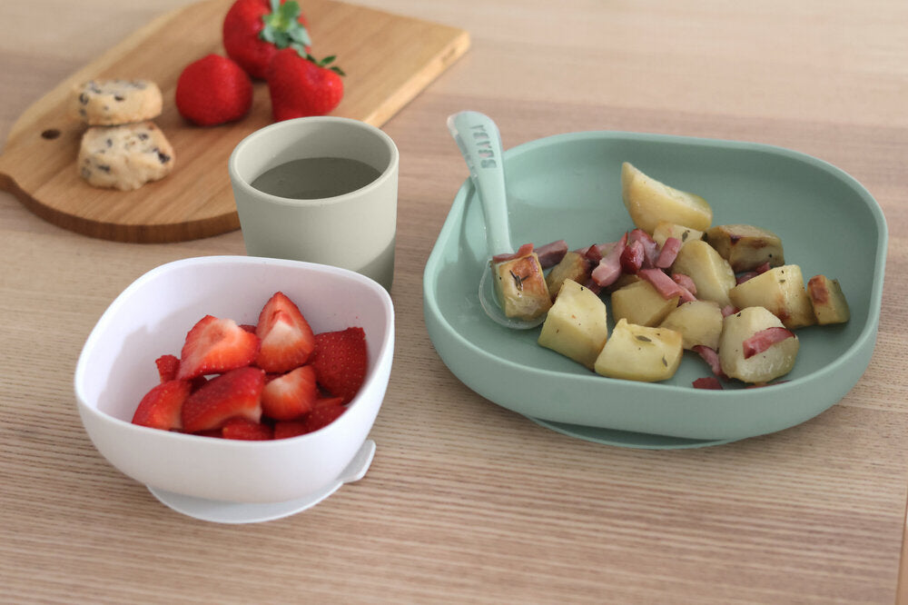 Set de masa silicon Beaba 4 piese Sage Green