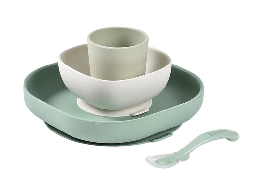 Set de masa silicon Beaba 4 piese Sage Green