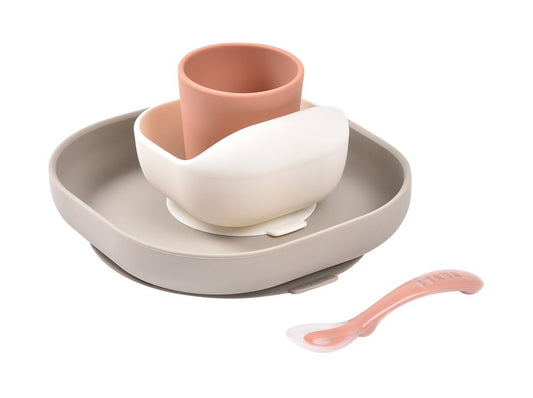 Set de Masă Silicon Beaba 4 Piese Terracotta Gazelle