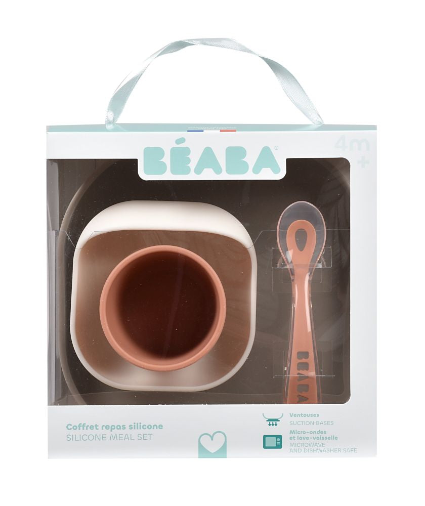 Set de Masă Silicon Beaba 4 Piese Terracotta Gazelle