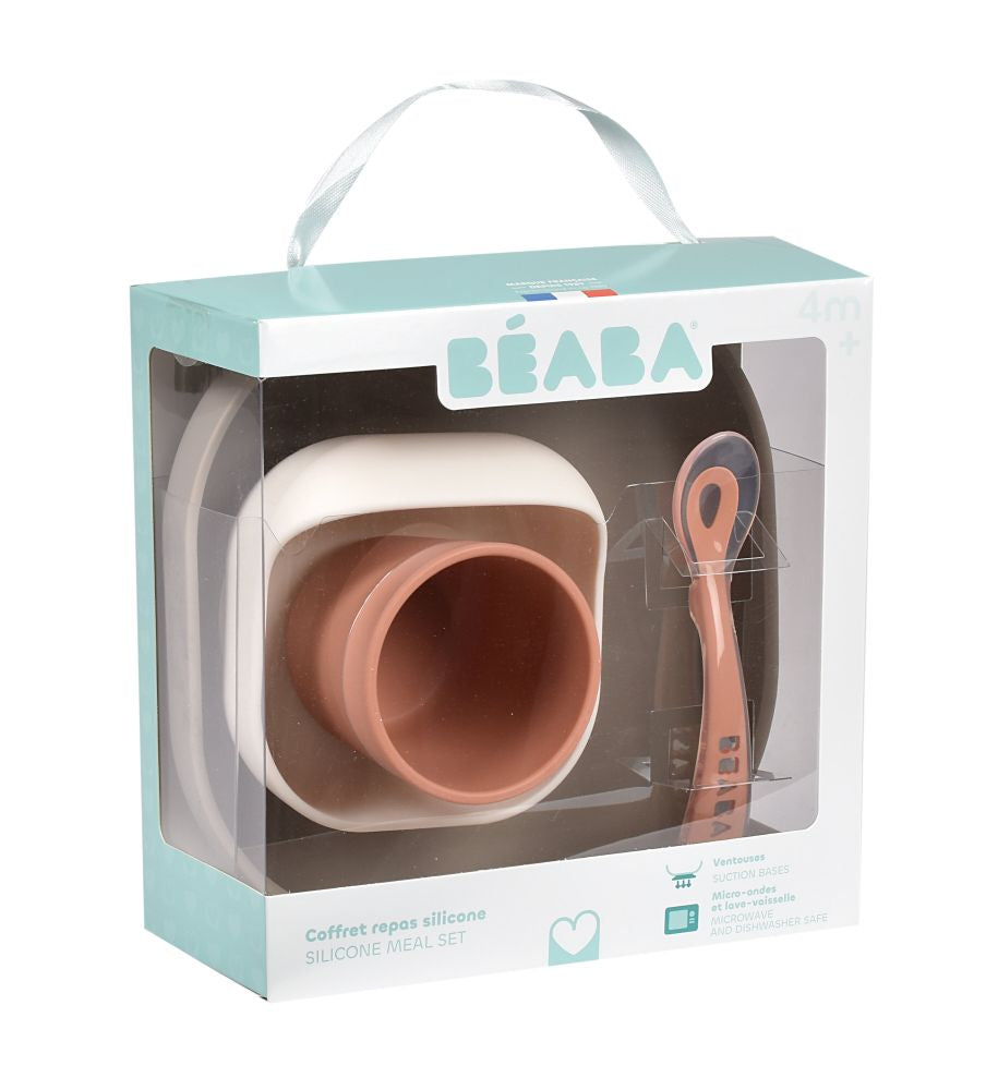 Set de Masă Silicon Beaba 4 Piese Terracotta Gazelle