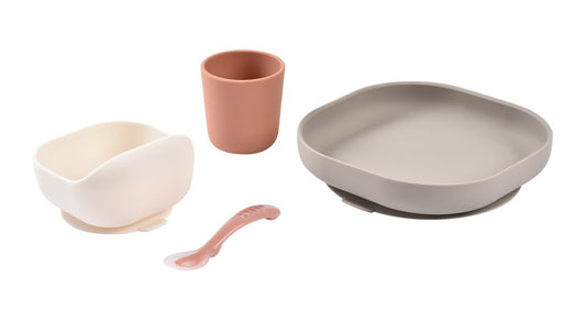 Set de Masă Silicon Beaba 4 Piese Terracotta Gazelle