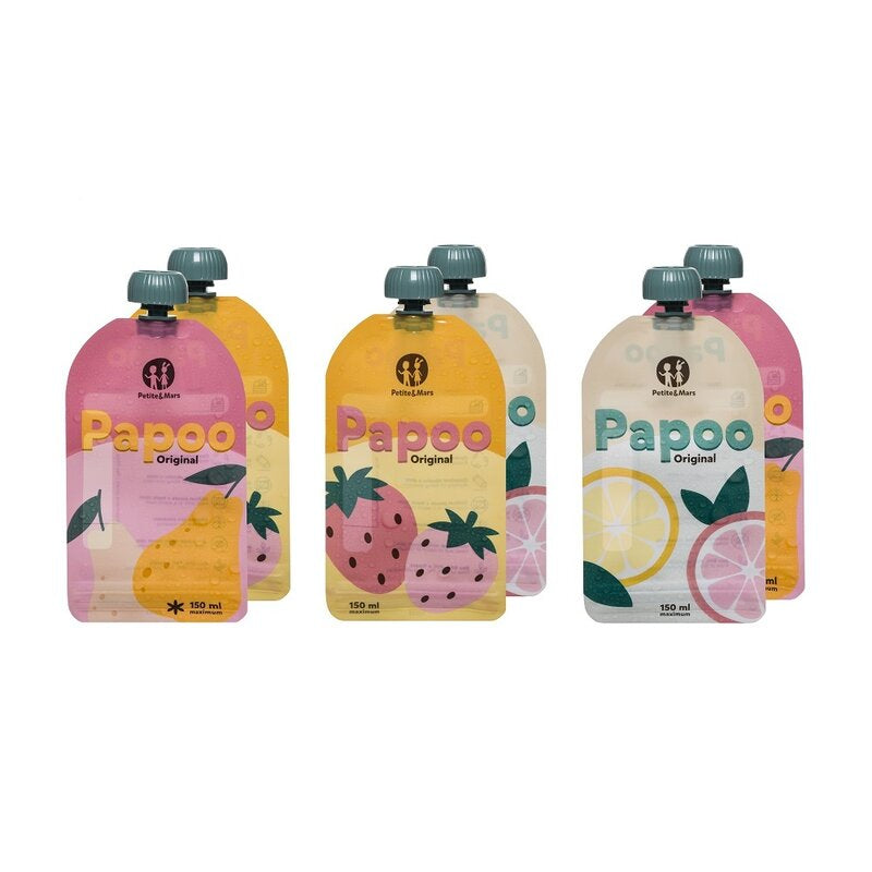 Pungi reutilizabile pentru hranire Petite&Mars Papoo Original 150 ml, multicolor, imagine 1