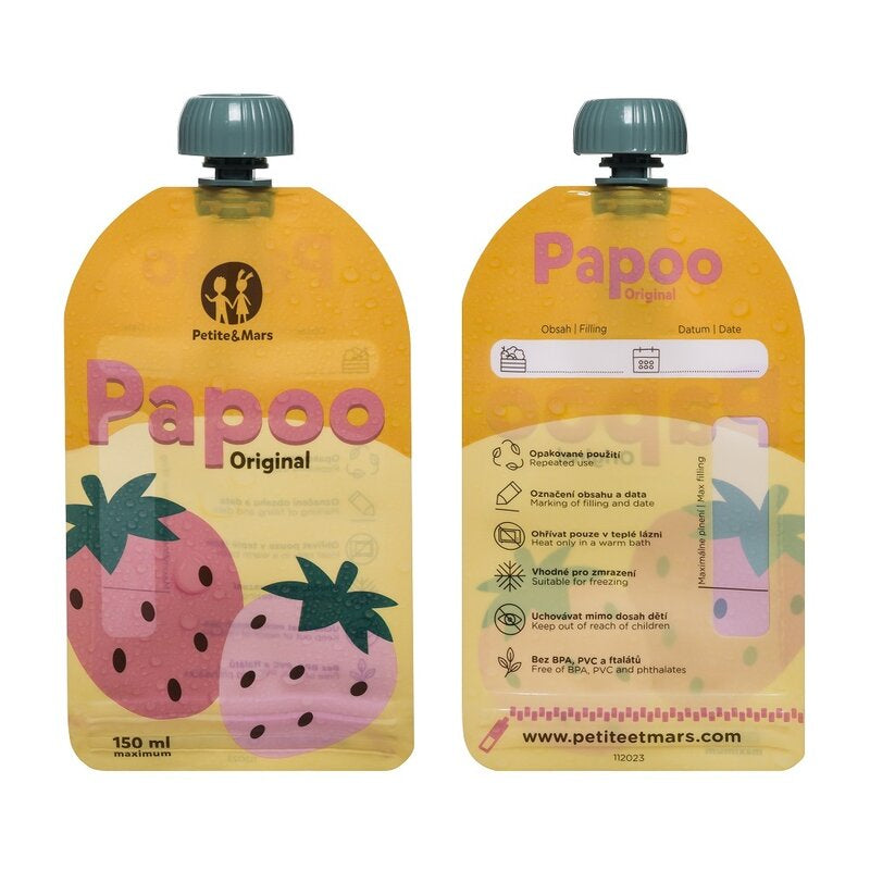 Pungi reutilizabile pentru hranire Petite&Mars Papoo Original 150 ml, multicolor