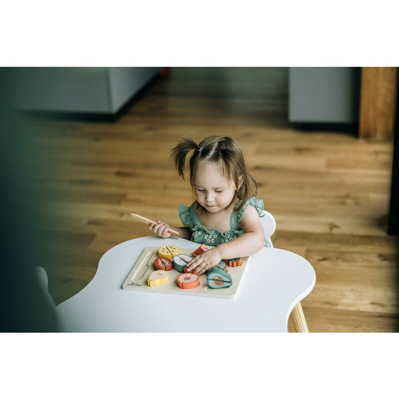 Set fructe feliate, Free2Play, Cu inchidere velcro, Din lemn, 20 piese, Multicolor