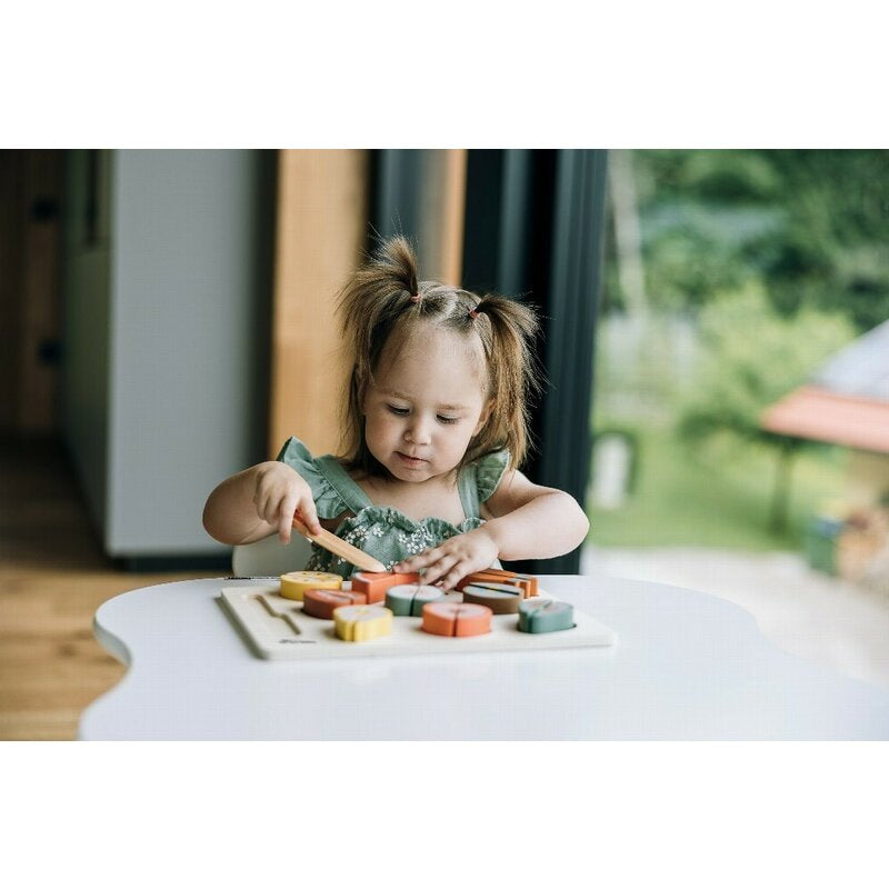 Set fructe feliate, Free2Play, Cu inchidere velcro, Din lemn, 20 piese, Multicolor