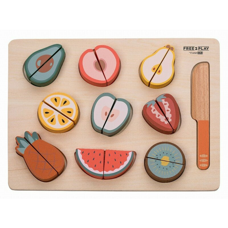Set fructe feliate din lemn Free2Play Salata de fructe 20 piese