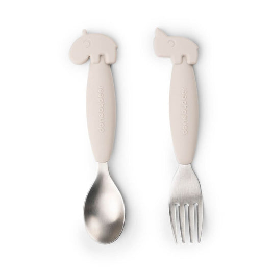 Set Furculita si Lingura Done by Deer Easy-grip Deer Friends Sand