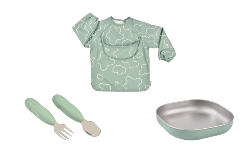 Set Masă Cadou Beaba First Meal Sage Green