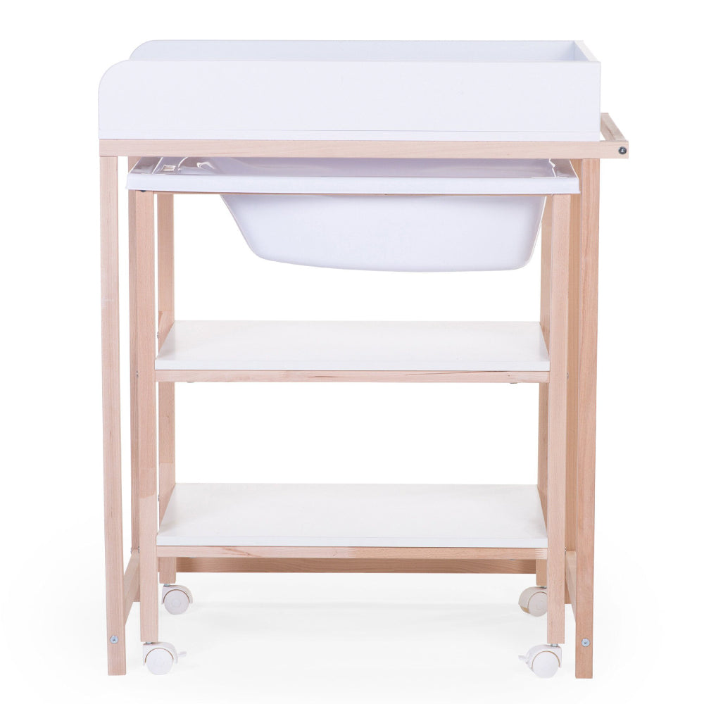 Set masa de infasat si cadita cu suport Childhome Natural Alb