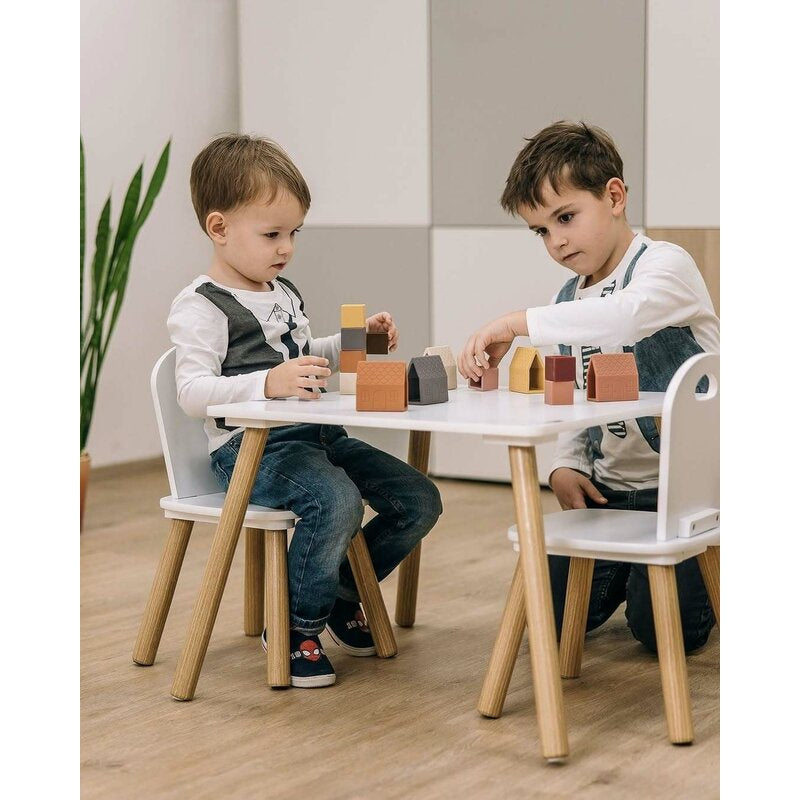 Set masuta si doua scaune, FreeON, Athena, Pentru copii, Din lemn, Conform cu standardele europene de securitate EN71-1;2018, EN71-2:2020, EN71-3:2021, Alb