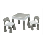 Set masuta si 2 scaune New Baby, Gri si alb, blat reversibil – măsuța cu cele două scaune