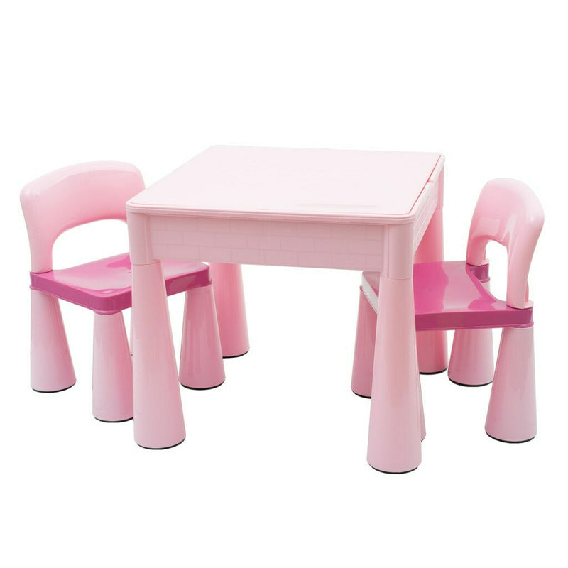 Set masuta si 2 scaune New Baby, Roz, blat reversibil – măsuța cu cele două scaune