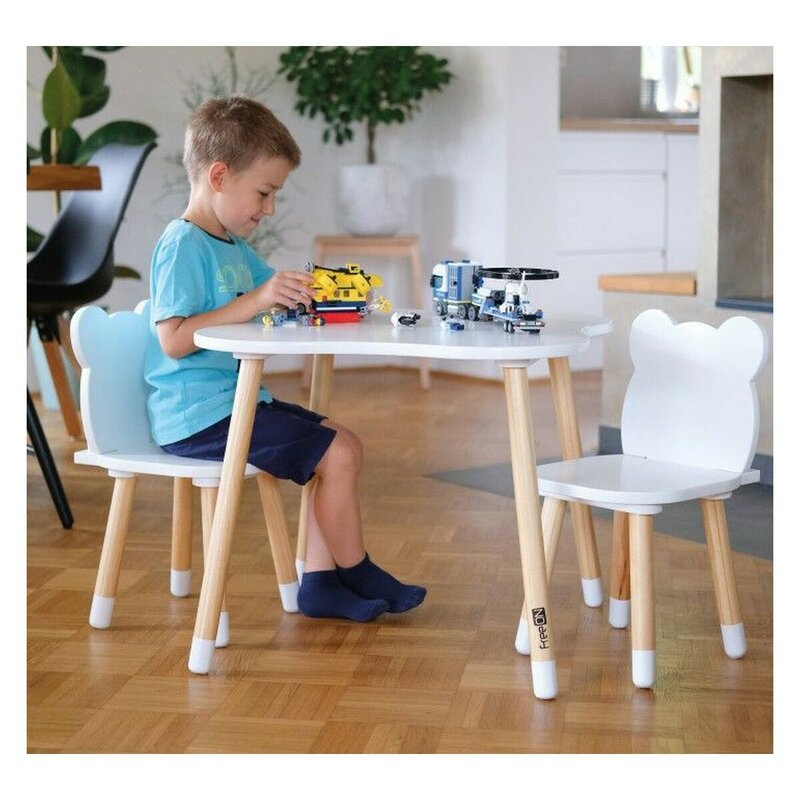 Set masă și două scaune FreeON Bear, alb – fotografia 17 a produsului