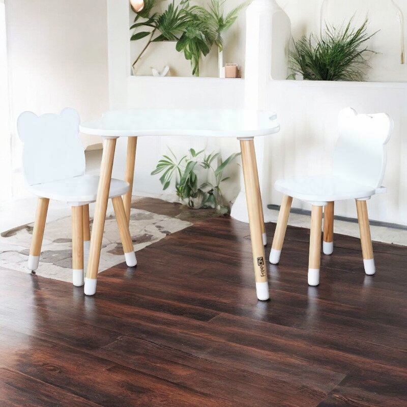 Set masă și două scaune FreeON Bear, alb – fotografia 19 a produsului