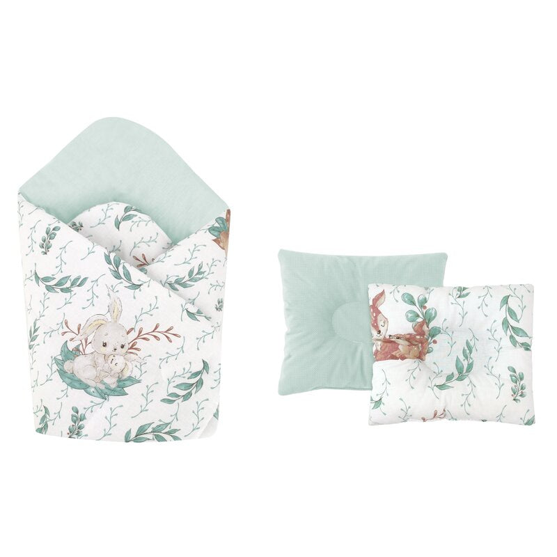 Set înfășare MimiNu Lulu Natural, păturică 75x75 cm + pernă