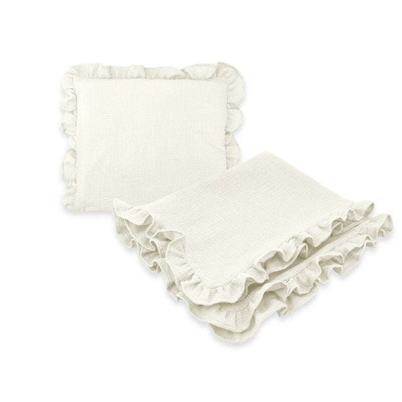 Set paturica si perna MimiNu Cream, 60x70 + 30x35 cm