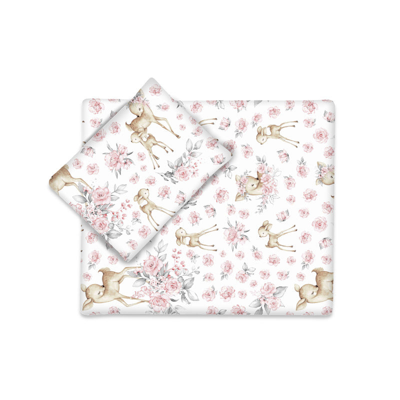 Set pentru cărucior MimiNu Sweet Deer Pink, păturică 60x70 cm