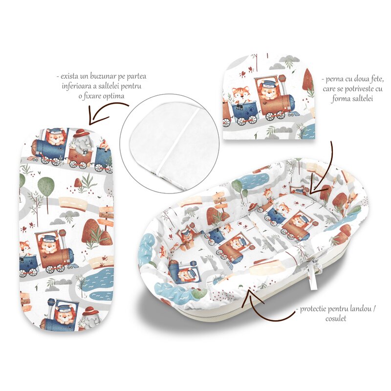 Set pentru landou MimiNu Zoo in Train, 3 piese