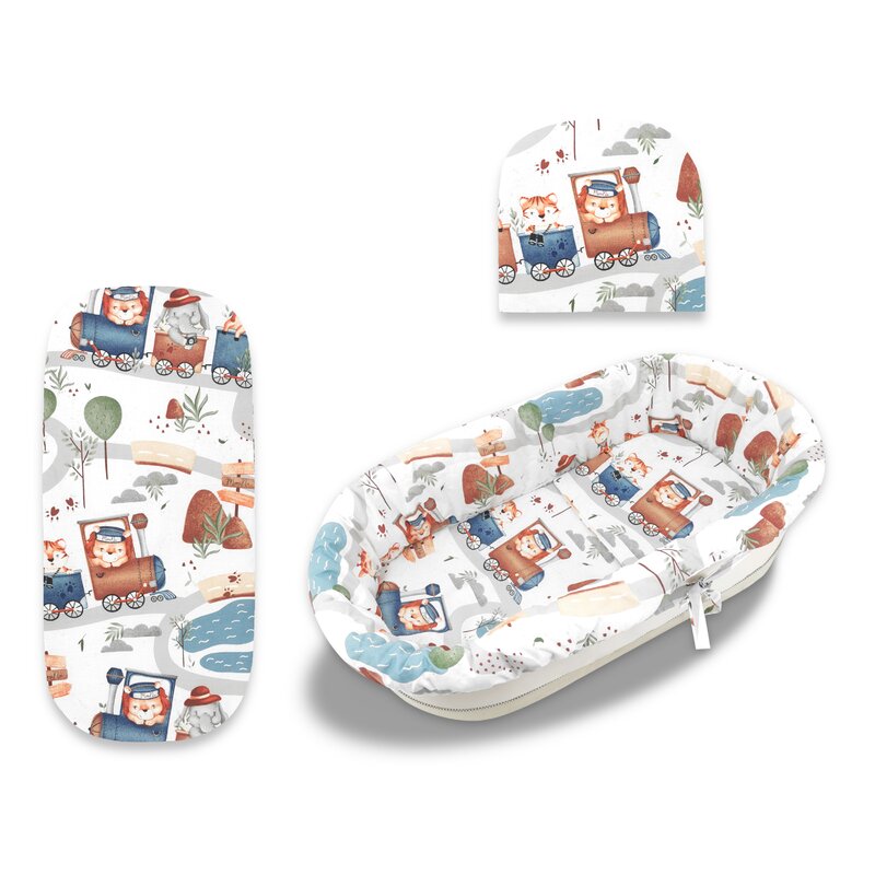 Set pentru landou MimiNu Zoo in Train, 3 piese