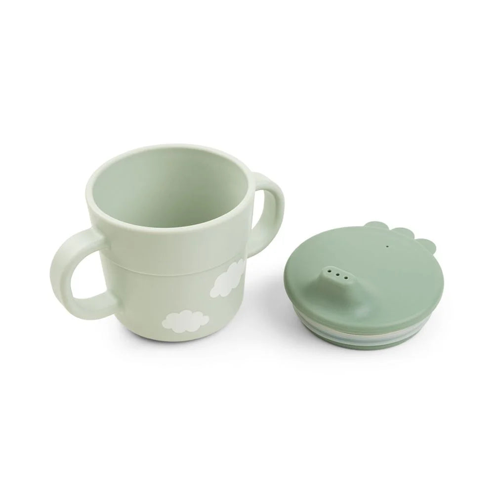 Set pentru primele mese cu ventuza Done by Deer Foodie Happy Clouds Green
