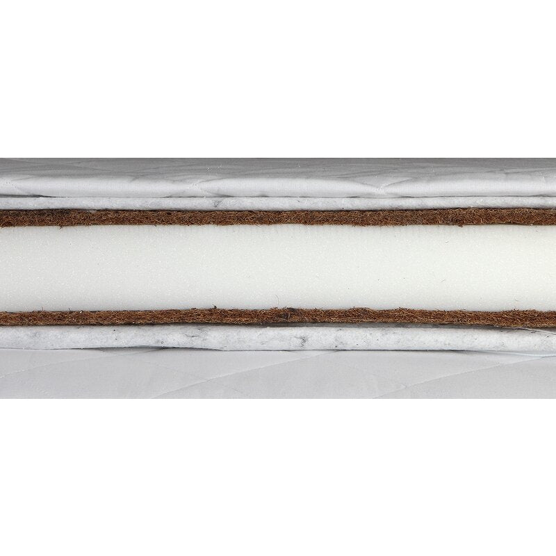 Set saltele, Pentru copii, 190x70x11 cm (140x70x11 cm + 50x70x11 cm ), Fibra de cocos si spuma, Husa detasabila si lavabila, 100% Bumbac, Alb, YappyKids, YappyGrow