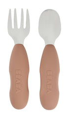 Set tacamuri din inox Beaba Praline cu lingurita si furculita