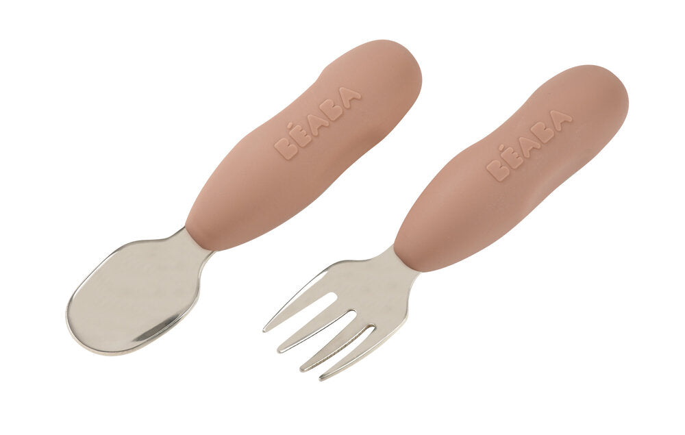 Set tacamuri din inox Beaba Praline cu lingurita si furculita