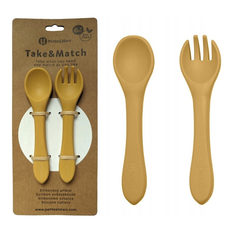 Set tacamuri din silicon Petite&Mars Take&Match 6 luni+ Ocru, imagine 2