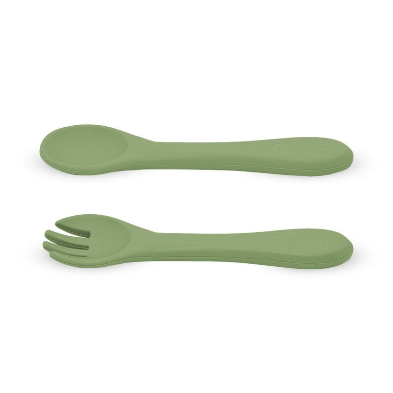Set tacamuri, Petite&Mars, Take&Match, Din silicon, Forma ergonomica, Delicate cu gingiile, Adecvate pentru masina de spalat vase, Fara BPA, 6 luni+, Sweet Pea, Verde