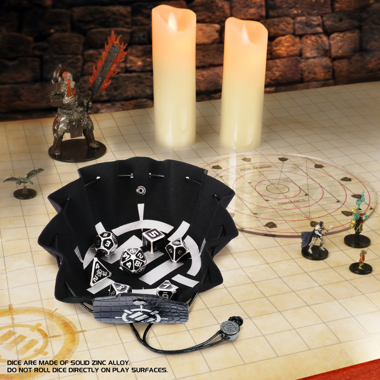 Set Zaruri Metalice DnD Collector's Edition Black - 7 Piese cu Geantă Dragon