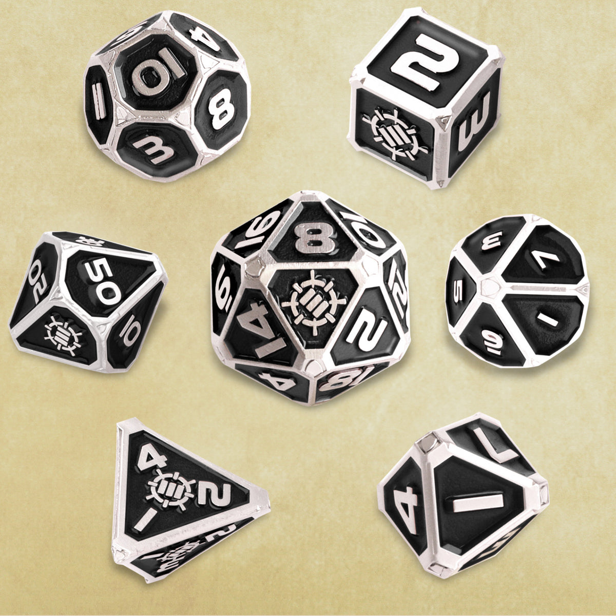 Set Zaruri Metalice DnD Collector's Edition Black - 7 Piese cu Geantă Dragon
