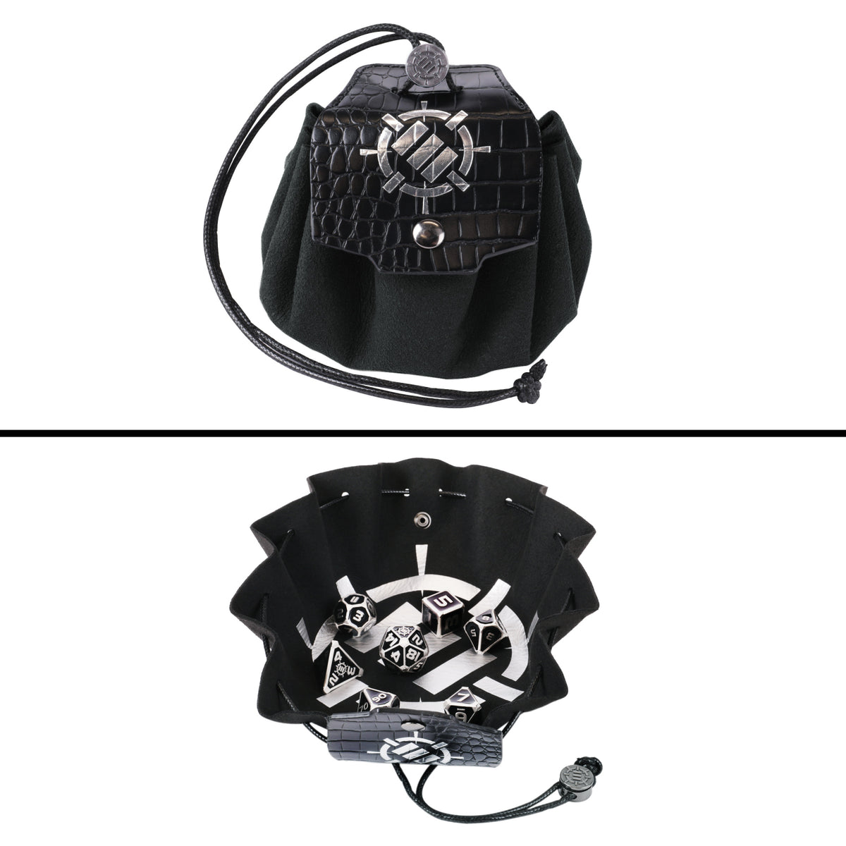Set Zaruri Metalice DnD Collector's Edition Black - 7 Piese cu Geantă Dragon