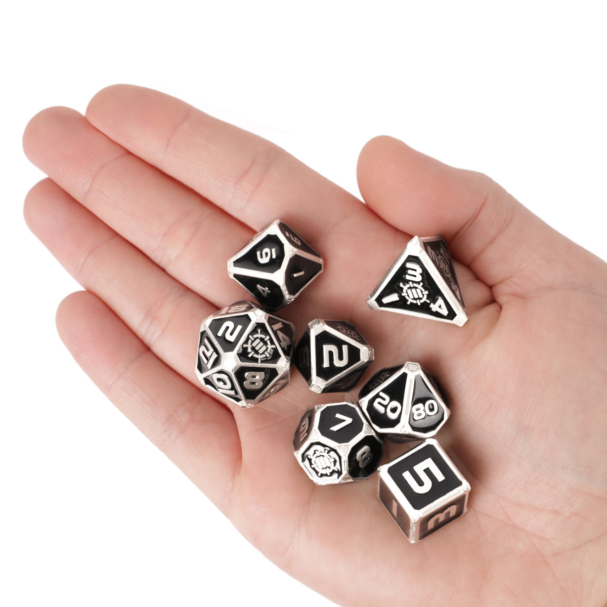 Set Zaruri Metalice DnD Collector's Edition Black - 7 Piese cu Geantă Dragon