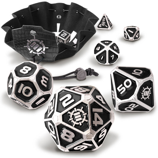 Set Zaruri Metalice DnD Collector's Edition Black - 7 Piese cu Geantă Dragon