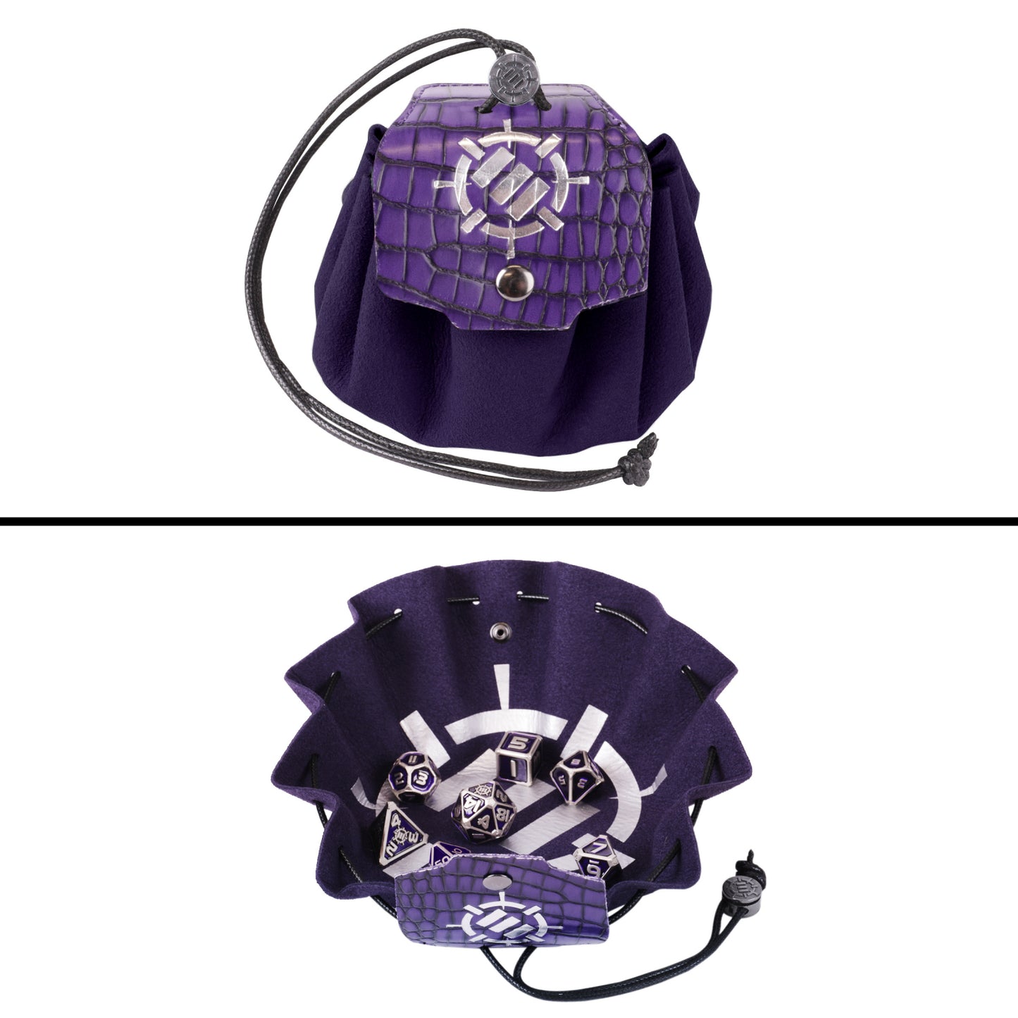 Set Zaruri Metalice DnD Collector's Edition Purple - 7 Piese cu Geantă Dragon