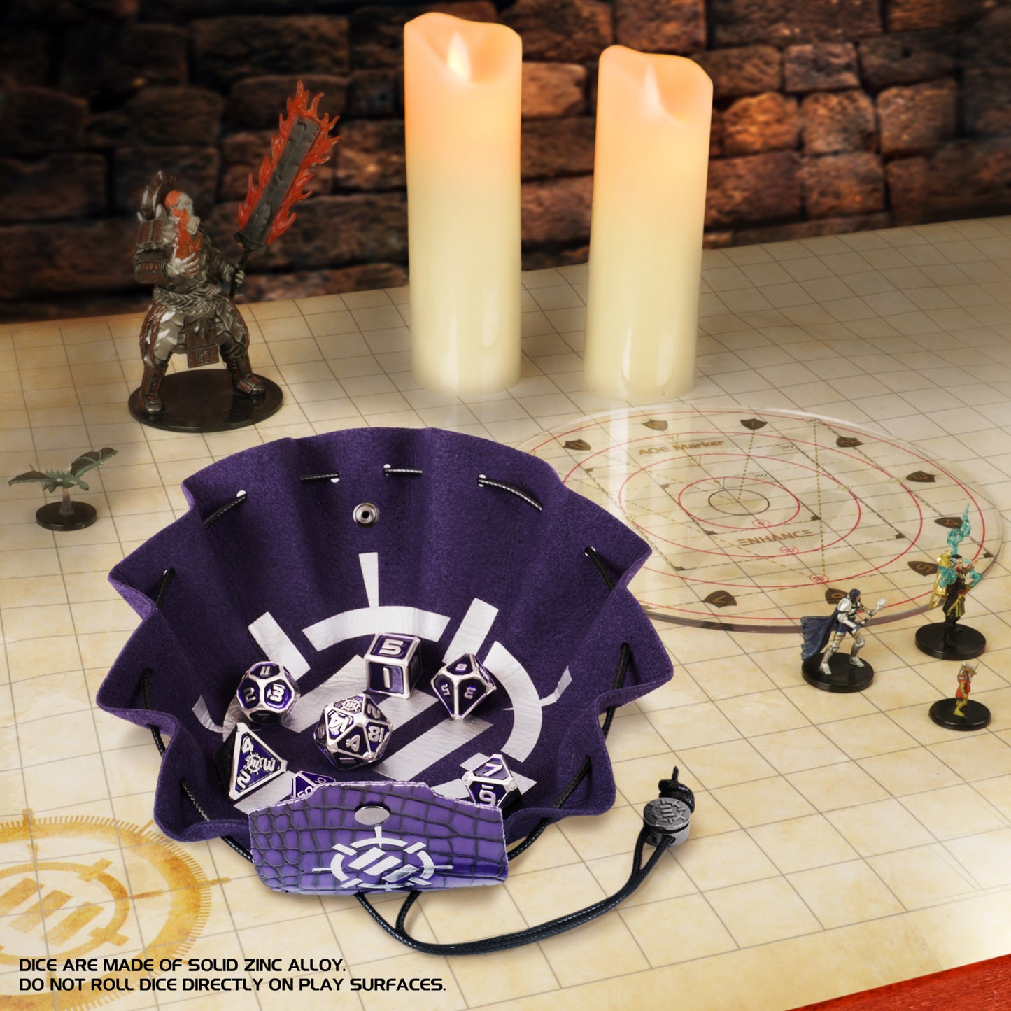 Set Zaruri Metalice DnD Collector's Edition Purple - 7 Piese cu Geantă Dragon