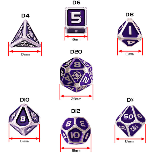 Set Zaruri Metalice DnD Collector's Edition Purple - 7 Piese cu Geantă Dragon